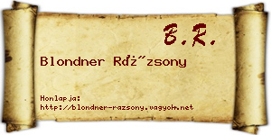 Blondner Rázsony névjegykártya